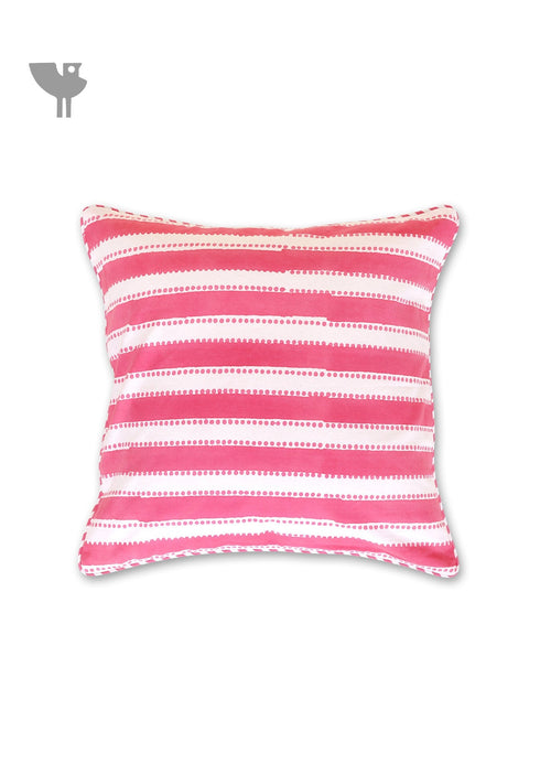 20s Cotton Cushion Cover in Block Print with Piping