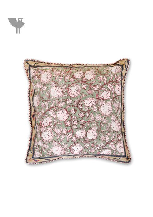 20s Cotton Cushion Cover in Block Print with Piping