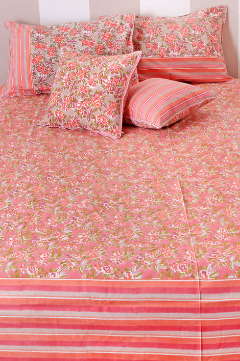 20s Cotton Cushion Cover in Block Print with Piping