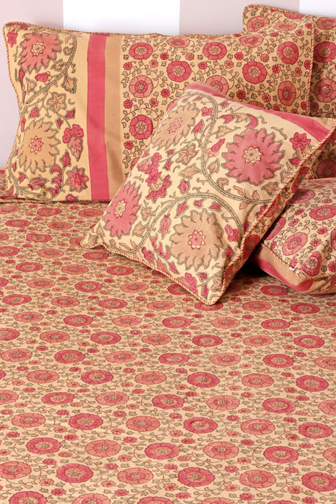 20s Cotton Cushion Cover in Block Print with Piping