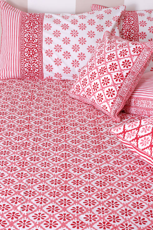 20s Cotton Cushion Cover in Block Print with Piping