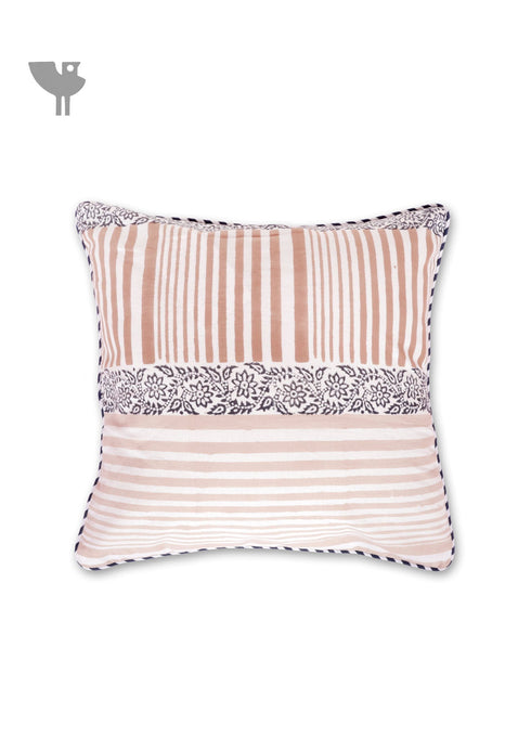 20s Cotton Cushion Cover in Block Print with Piping