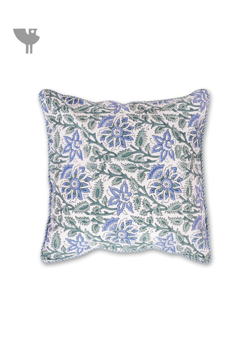20s Cotton Cushion Cover in Floral Block Print