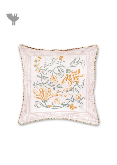 20s Cotton Cushion Cover in Floral Block Print