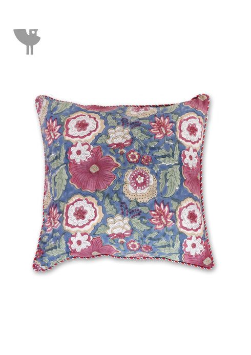 20s Cotton Cushion Cover in Block Print with Piping