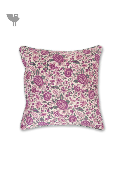 20s Cotton Cushion Cover in Floral Block Print