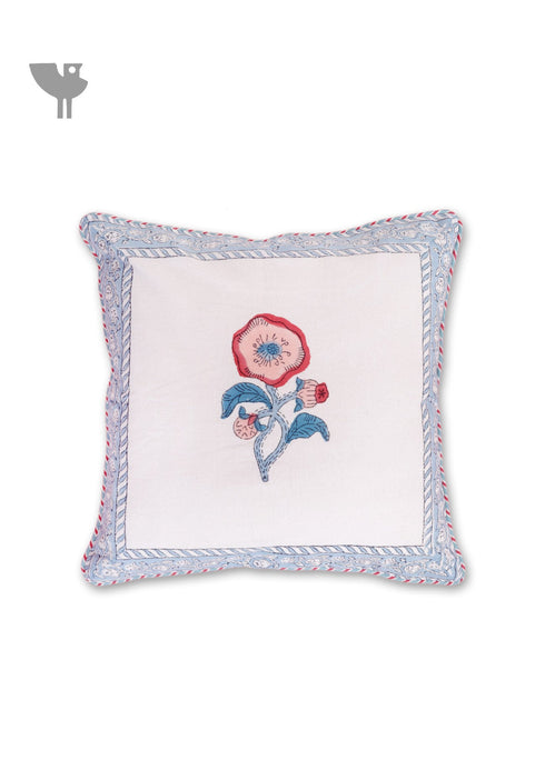 20s Cotton Cushion Cover in Floral Block Print