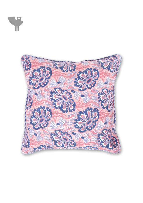 20s Cotton Cushion Cover in Floral Block Print