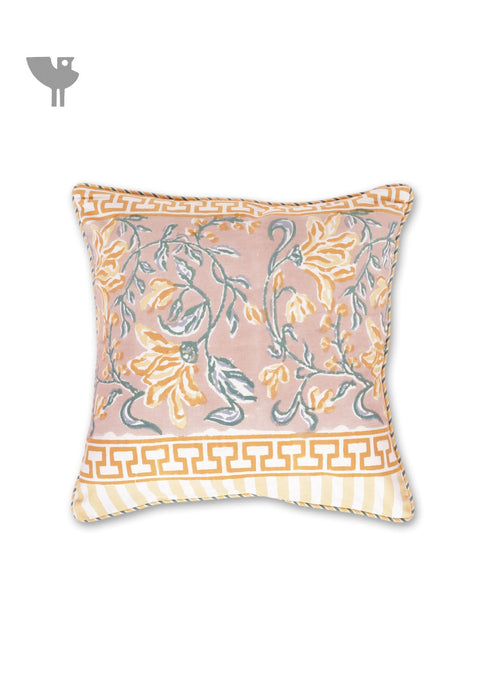 20s Cotton Cushion Cover in Floral Block Print