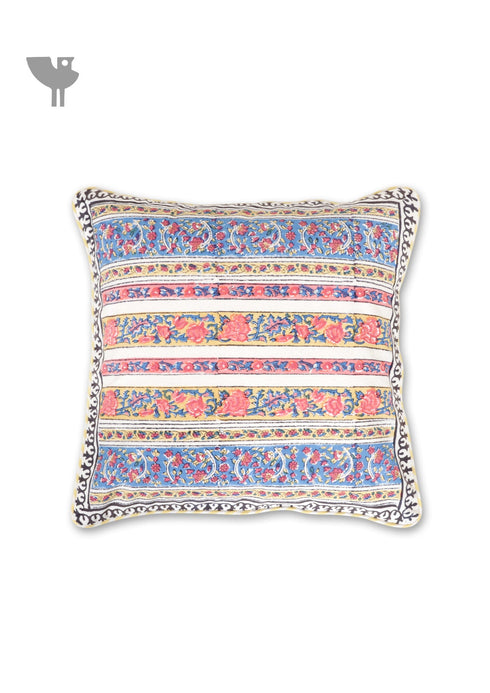 20s Cotton Cushion Cover in Floral Block Print