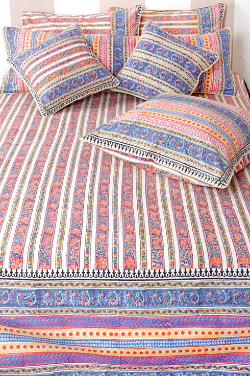 20s Cotton Cushion Cover in Floral Block Print