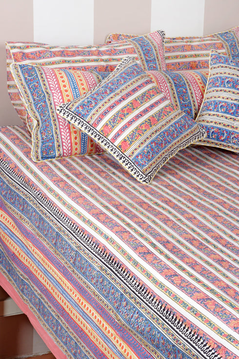 20s Cotton Cushion Cover in Floral Block Print