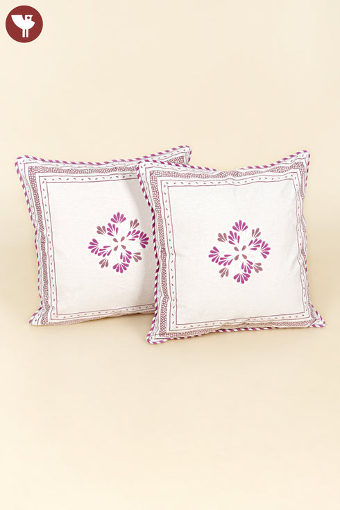 20s Cotton Cushion Cover in Floral Block Print