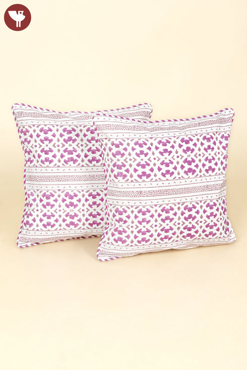 20s Cotton Cushion Cover in Floral Block Print