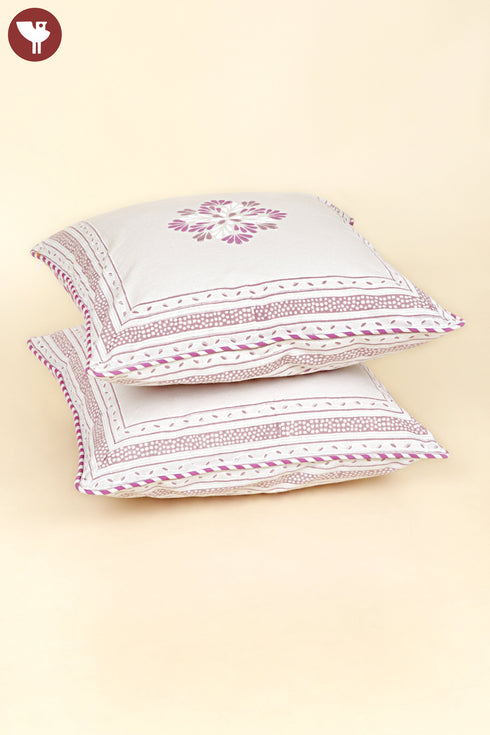 20s Cotton Cushion Cover in Floral Block Print