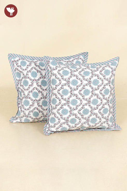 20s Cotton Cushion Cover in Floral Block Print