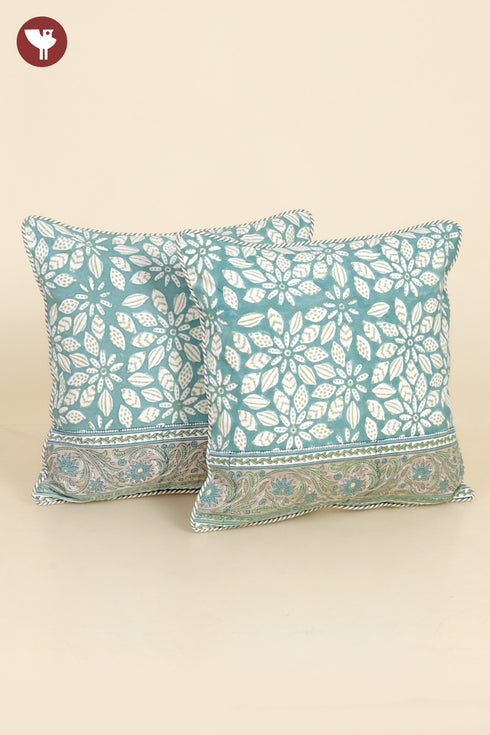 20s Cotton Cushion Cover in Floral Block Print