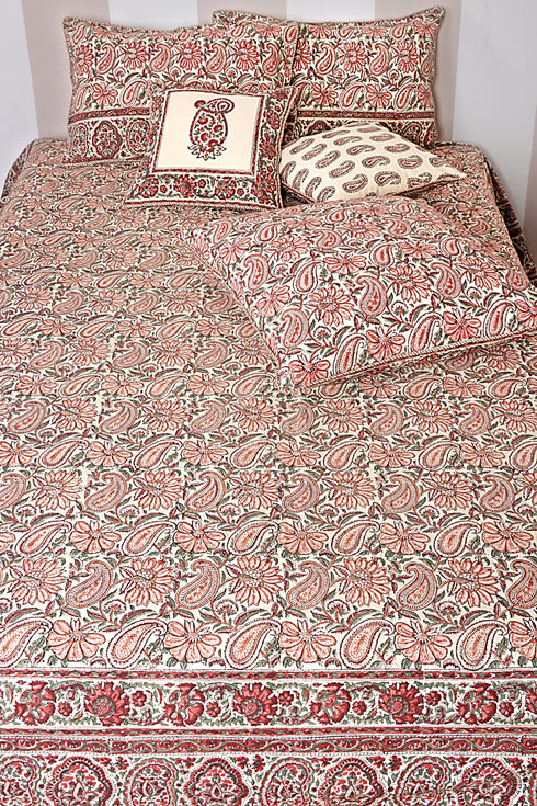 20s Cotton Cushion Cover in Paisley Floral Block Print