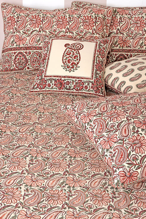 20s Cotton Cushion Cover in Paisley Floral Block Print
