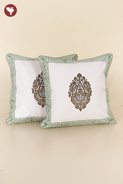 20s Cotton Cushion Cover in Geometric Block Print