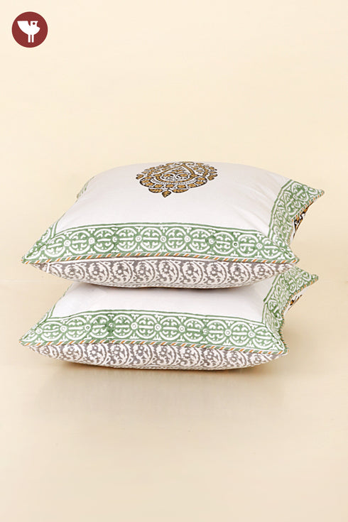 20s Cotton Cushion Cover in Geometric Block Print