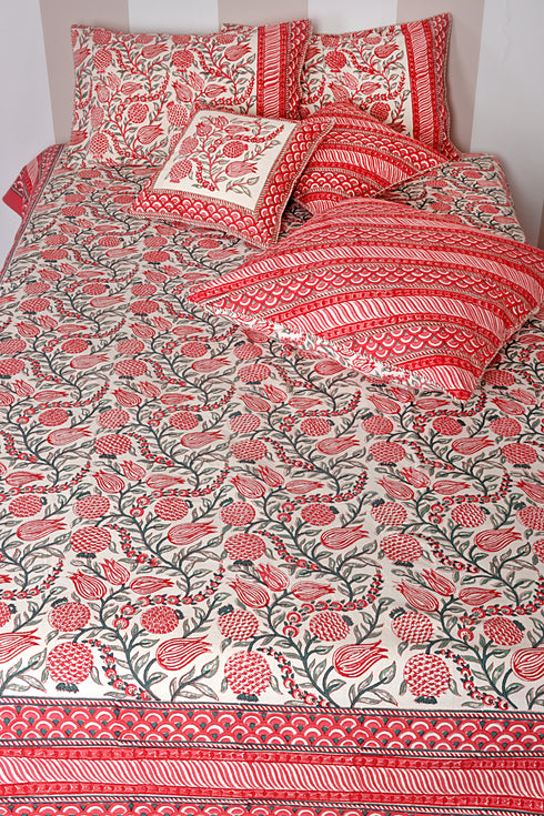 20s Cotton Cushion Cover in Floral Block Print