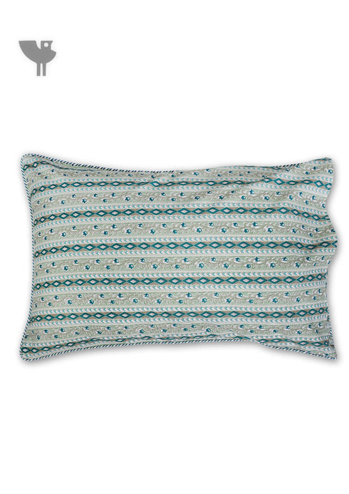 40s Cotton Pillow Cover In Emerald Green Floral Print