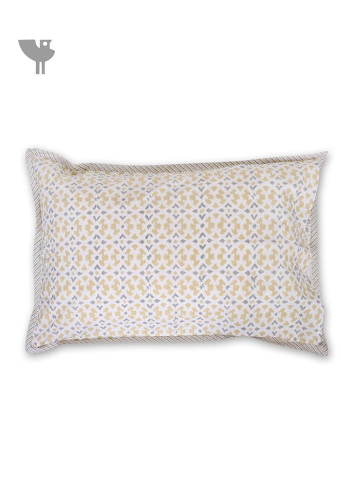 40s Cotton Pillow Cover In Graphic Block Print