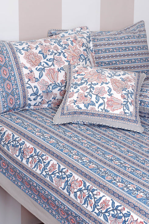 40s Cotton Pillow Cover in Floral Print