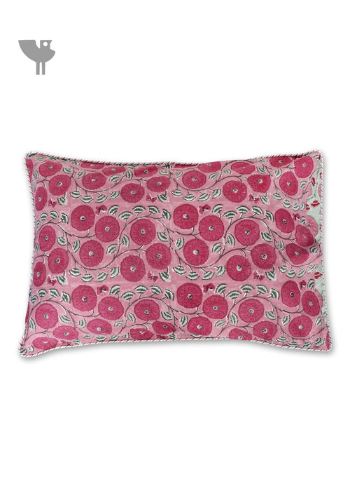 40s Cotton Pillow Cover in Floral Block Print