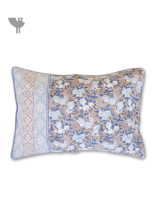 40s Cotton Pillow Cover in Floral Block Print