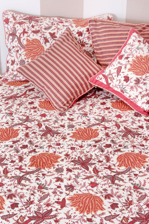 40s Cotton Pillow Cover in Floral Print