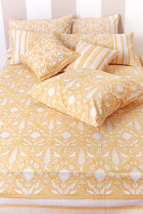 40s Cotton Pillow Cover in Block Print