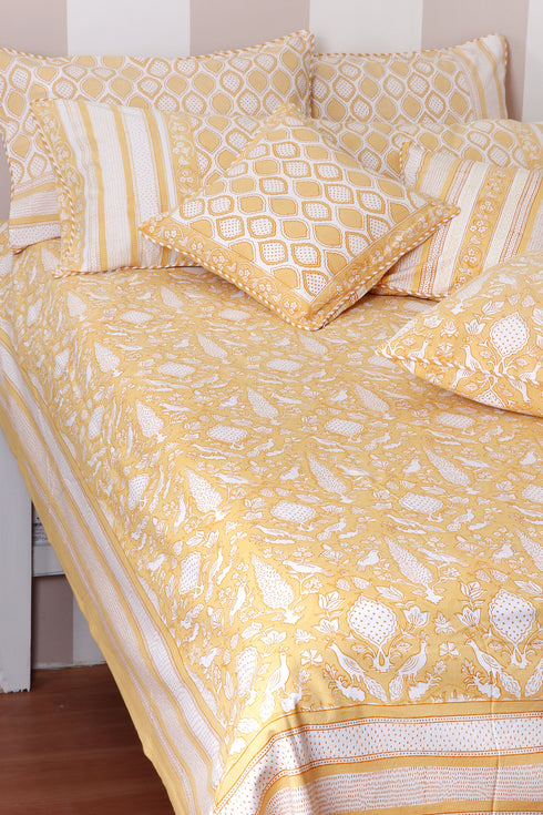 40s Cotton Pillow Cover in Block Print