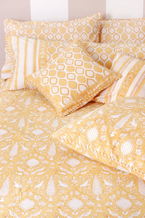 40s Cotton Pillow Cover in Block Print