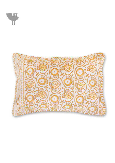 40s Cotton Pillow Cover in Block Print