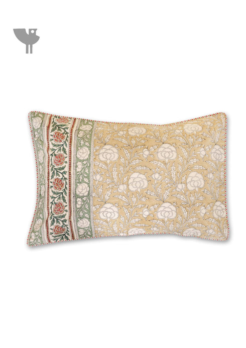 40s Cotton Pillow Cover in Block Print