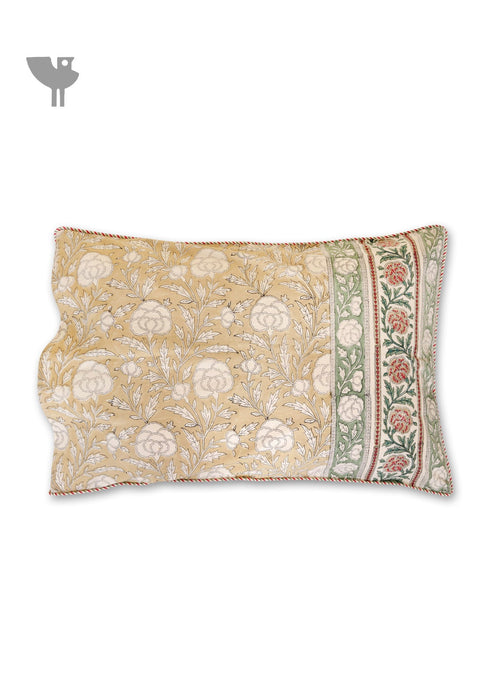 40s Cotton Pillow Cover in Block Print