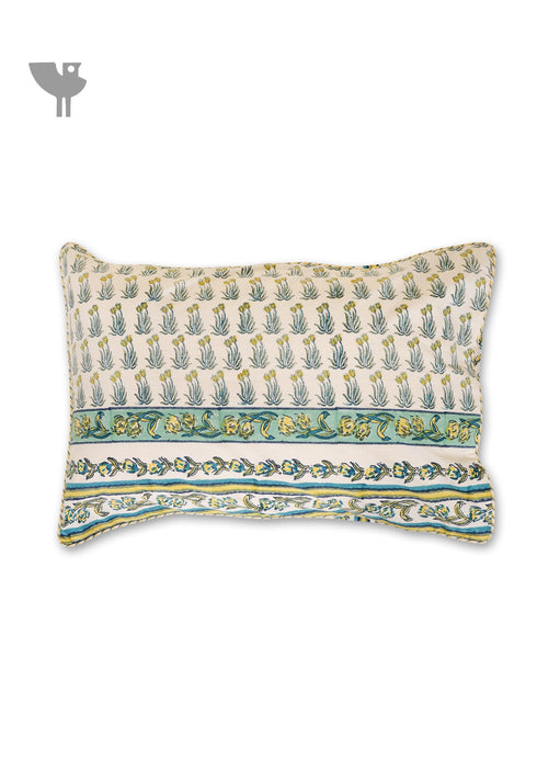 20’s Cotton Pillow Cover In Floral Block Print