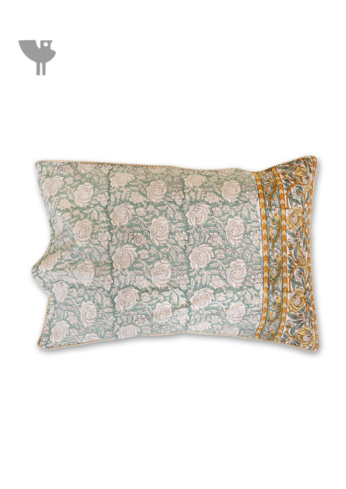 40s Cotton Pillow Cover in Block Print