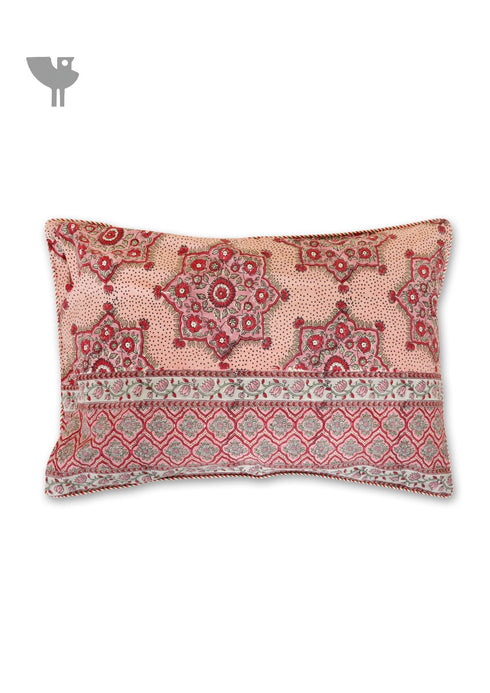 40s Cotton Pillow Cover in Block Print