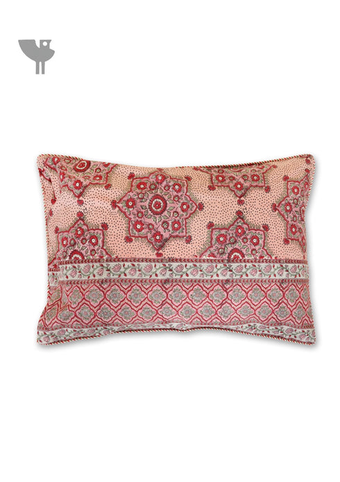 40s Cotton Pillow Cover in Block Print