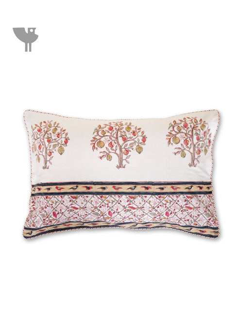 40s Cotton Pillow Cover in Block Print