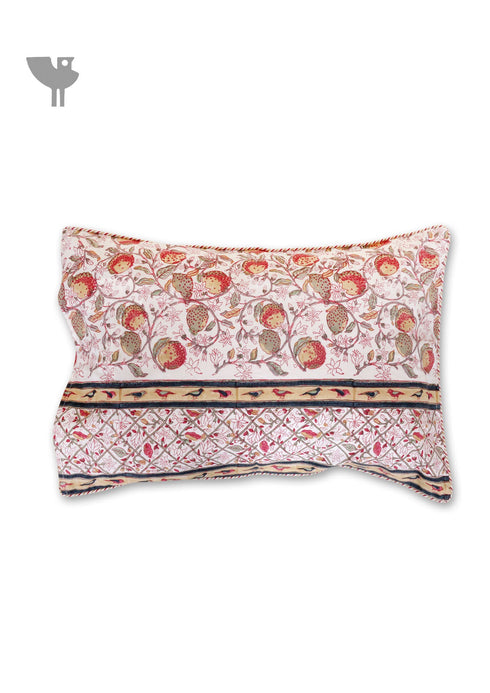 40s Cotton Pillow Cover in Block Print