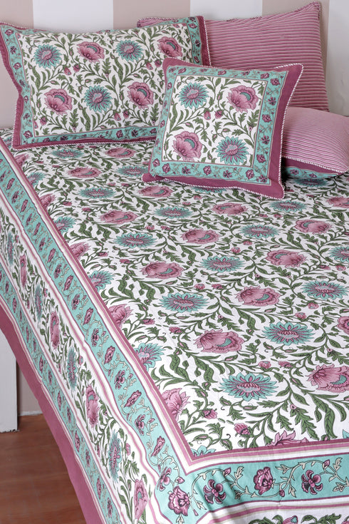 40s Cotton Pillow Cover in Floral Print