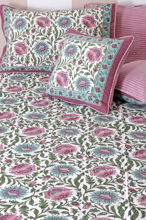 40s Cotton Pillow Cover in Floral Print
