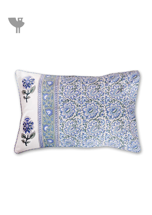 40s Cotton Pillow Cover in Floral Block Print