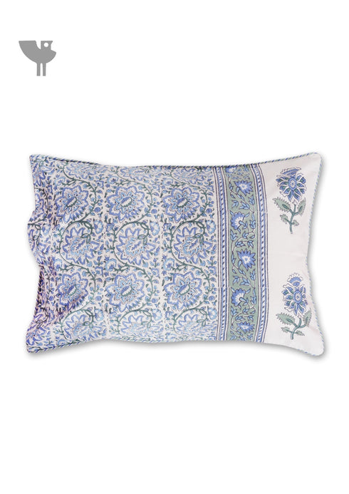 40s Cotton Pillow Cover in Floral Block Print