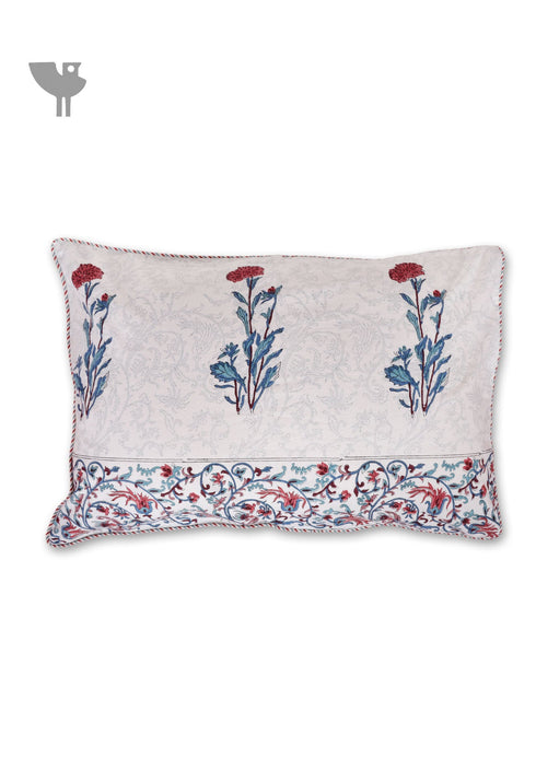 40s Cotton Pillow Cover in Floral Block Print