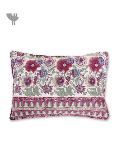 40s Cotton Pillow Cover in Block Print